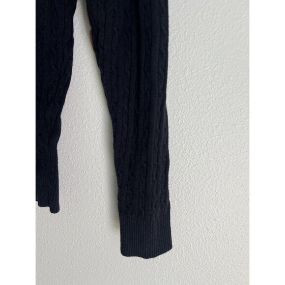 Massimo Dutti Cable Knit Sweater V-Neck Wool Cashmere Blend Suede Elbow Patch S - Picture 3 of 7